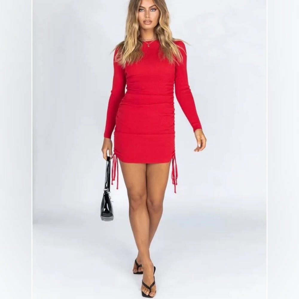 Lioness Military Minds Long Sleeved Ruched Side Cinch Mini Dress